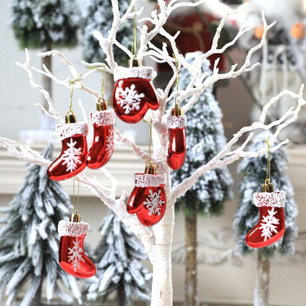 

6PCS/Box DIY Crafts Painted Christmas Gifts Boxes Pendant Christmas Decorations Gloves