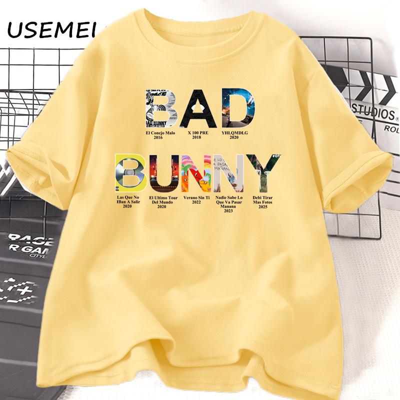 Bad Bunny Alle Alben T-Shirt Herren Damen Debi Tirar Mas Fotos Graphische T-Shirts DTMF Unisex T-Shirt Musik Lässig Baumwolle T-Shirts