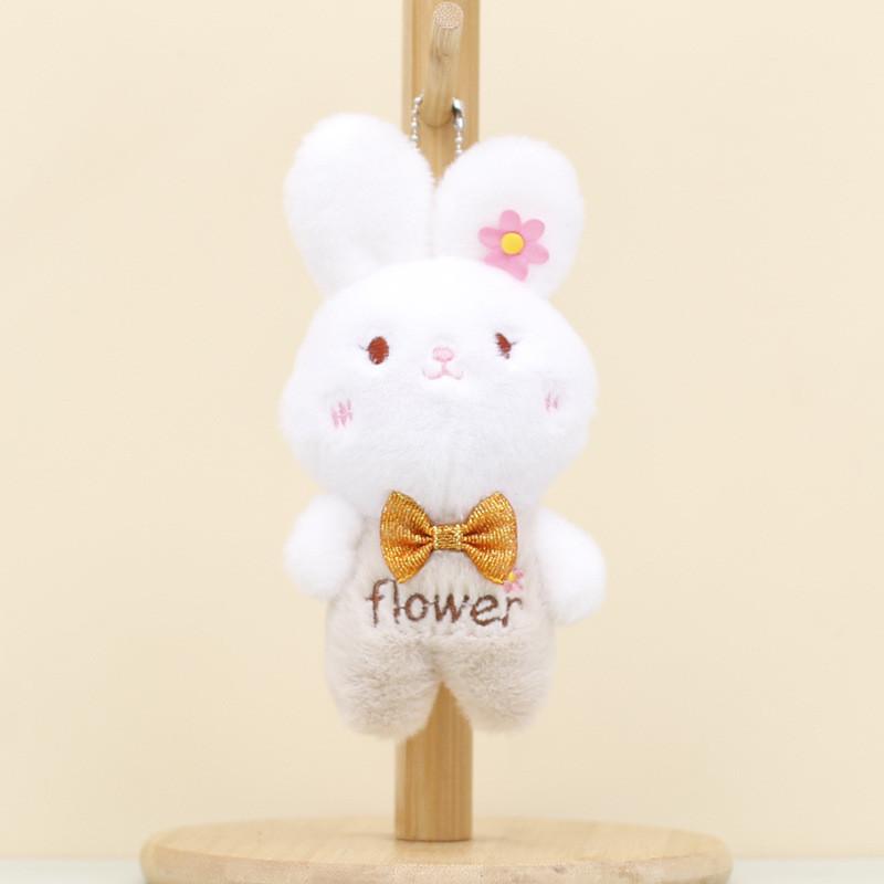 Cute Rabbit Key Holder Plush Ornament Short Plush Stuffed Toy For Gifting And Decor
