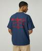 MAGOODGAN Swagber 3585 Waffle Chain Embroidery Semi-Overfit Navy Short Sleeve T-Shirt