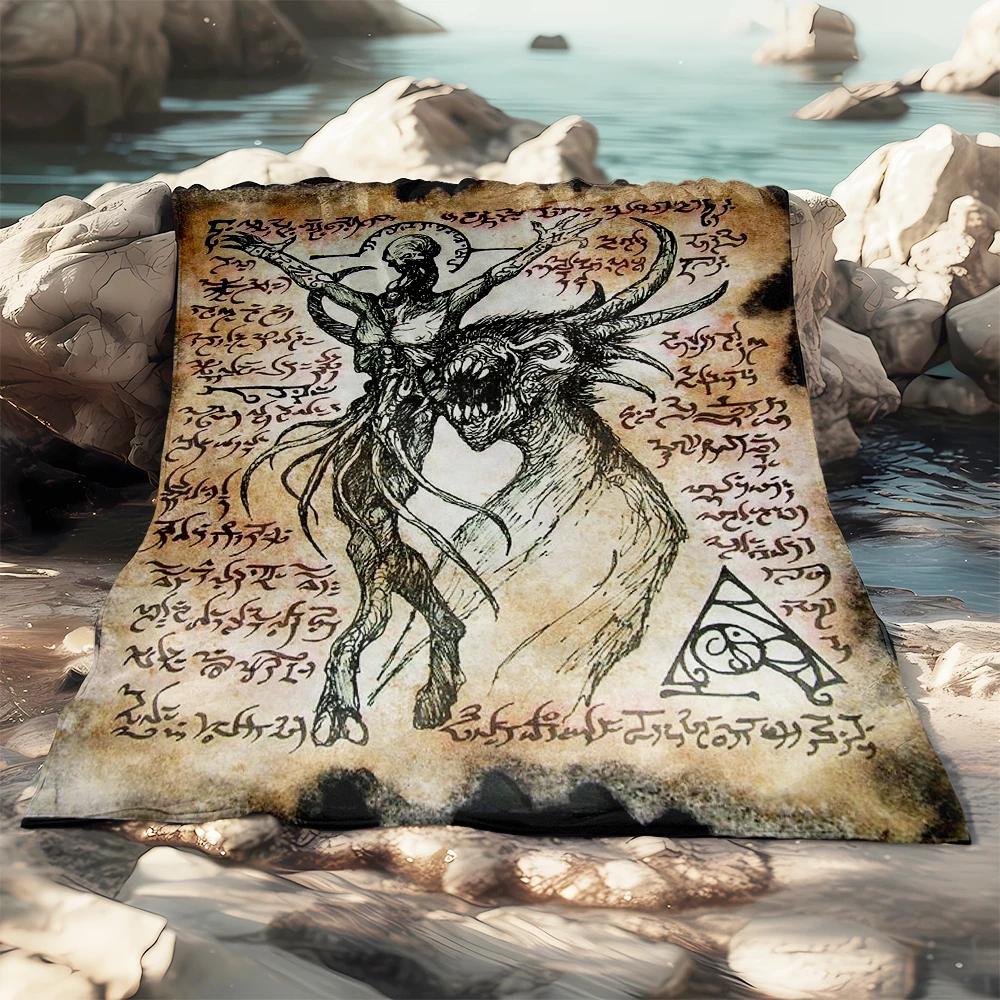 Book of Cthulhu Print Four Seasons Blanket Sofa Bed Cover Soft and Fluffy Blanket Soft Warm Flannel Throw Blanket Gift Art