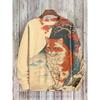 Japanese Fashion Men's Sweatshirt Funny Animal Graphics Ukiyo-e O-Neck Pullover Casual Pullover Tops Regular Fit Polyester Shirt
