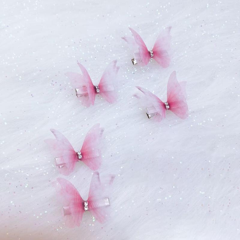 5PCS New Cute Princess Mesh Double-layer Butterfly Girls Hairpins Children Headwear Hairgrip Hair Clips Hair Accessories