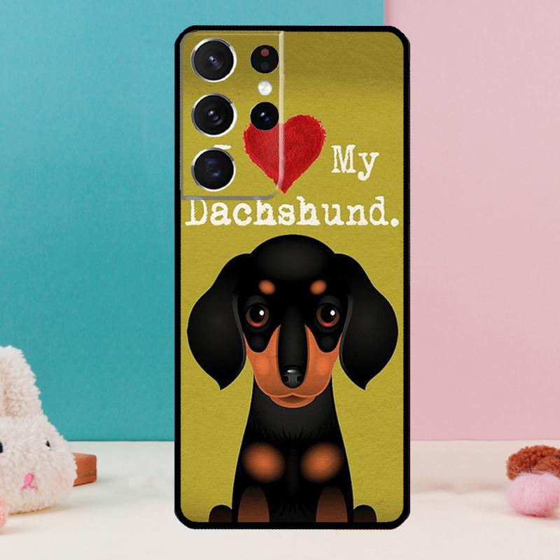 Cartoon Dachshund Sausage Dog Phone Case For Samsung Galaxy S25 S24 S23 S22 S21 Ultra S9 S10 Plus S20 FE Funda Cover Shell