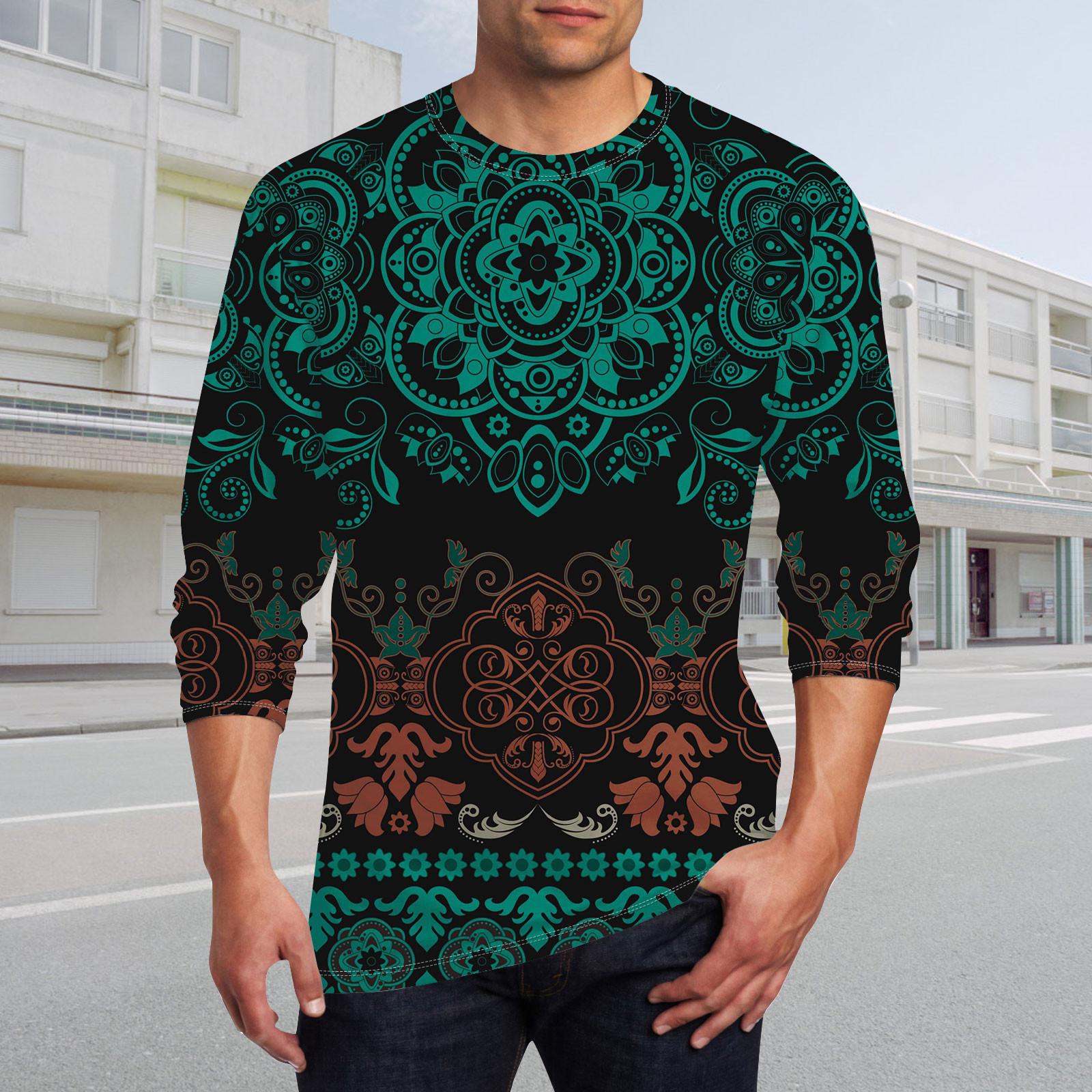 Муж. Футболка Круглый вырез Одежда Одежда На открытом воздухе Длинный рукав С принтом — фото 4