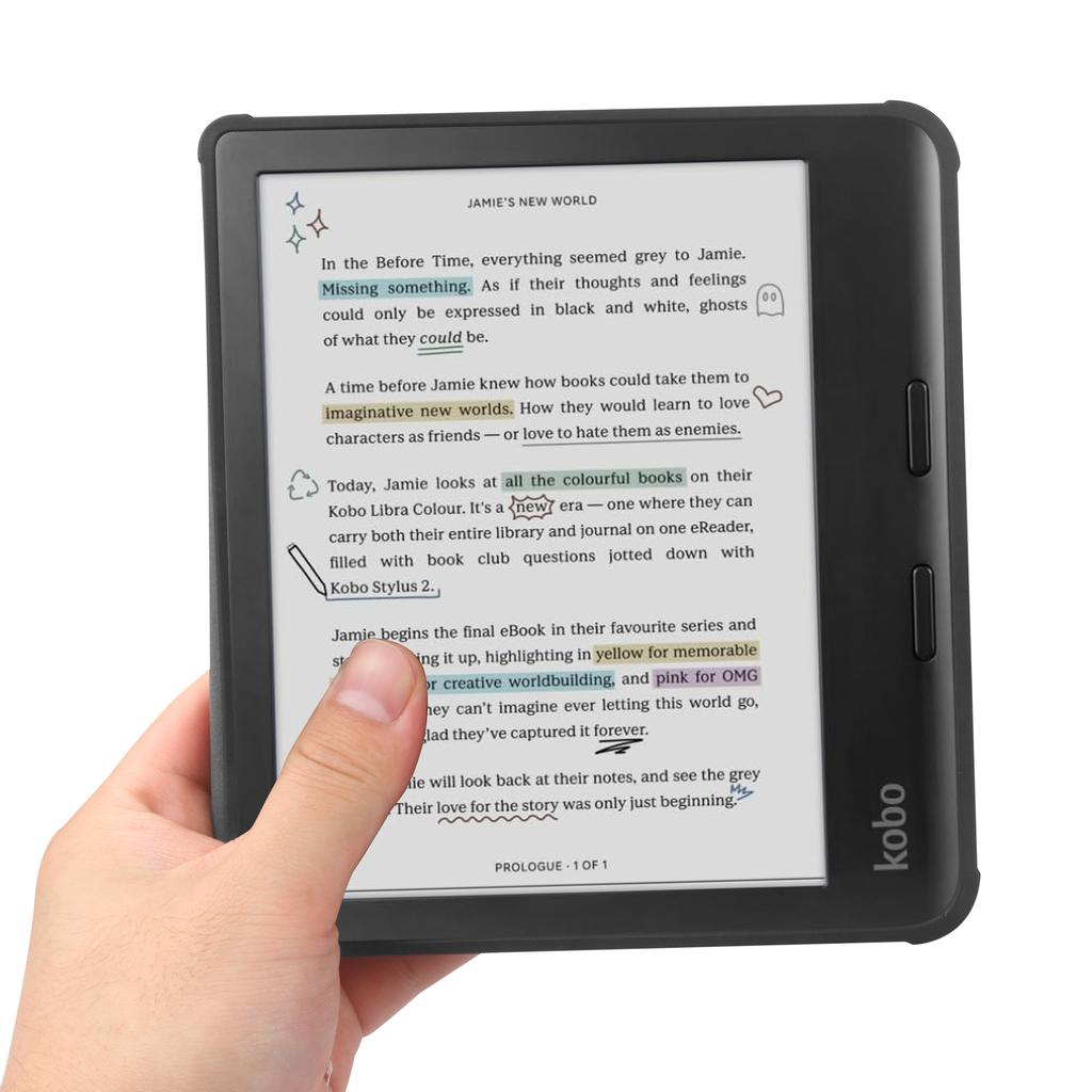 For Kobo Libra Colour Case PU Leather+TPU E-Reader Cover Support Auto Wake/Sleep