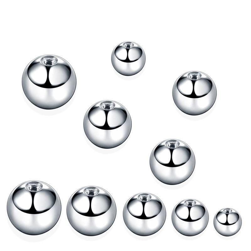 Kolczyk ze stali nierdzewnej z gwintowaną okrągłą kulką - Tytanowa nakrętka, 1,2/1,6 mm