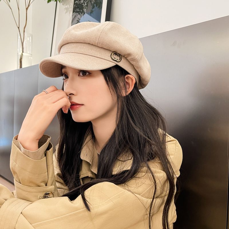 Women's Autumn and Winter New Fashion Solid Color Cap British Retro Octagonal Hat Fit for Outdoor, Casual & Formal Events