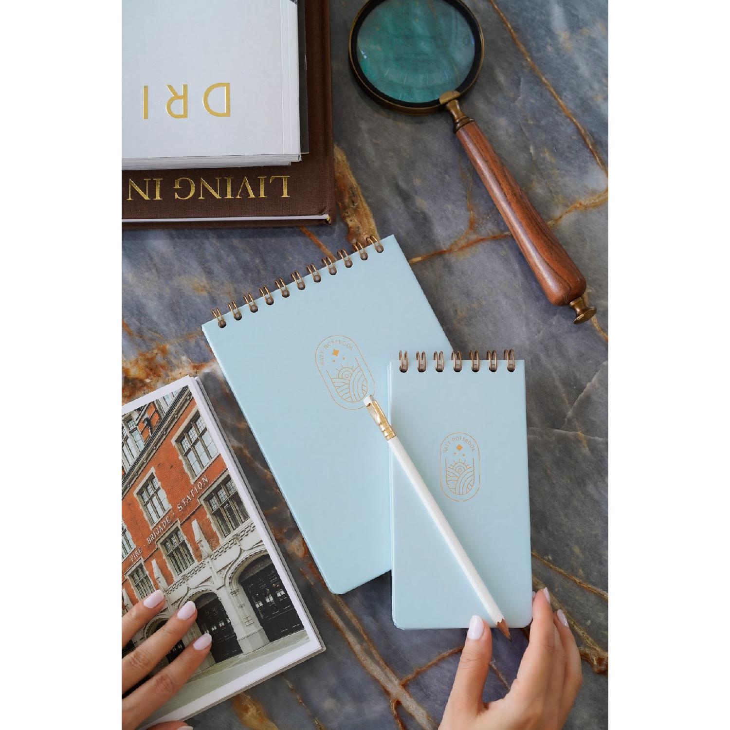 

A5-a6 Notepad Set Of 2 Rubberized Spiral Checkered-lined Notepad Notepad Blue синій