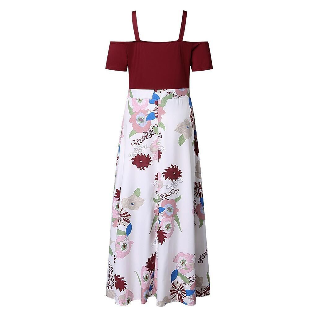Schulterfreies, unregelmäßiges Kleid mit hoher Taille und Bbohemian-Print für Damen in Übergröße