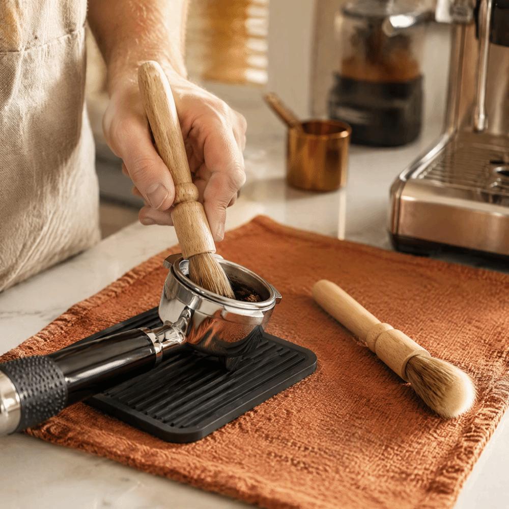 2PCS Long Handle Cleaning Brush Wooden Handle Powder Cleaning Brush  Coffee Machine