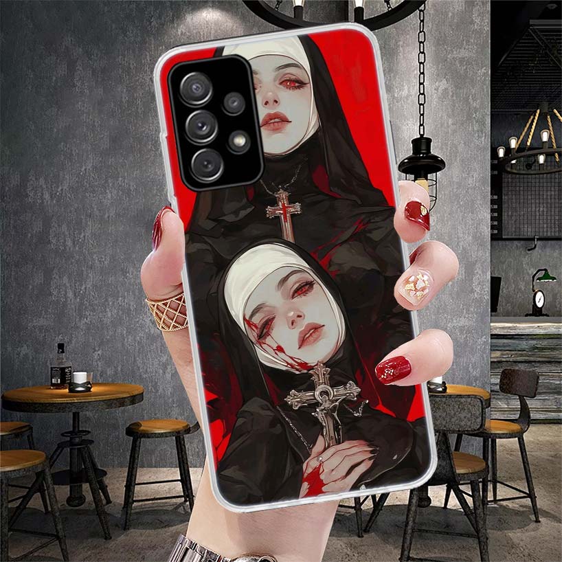 Dark Demon Nun Soft Phone Case For Samsung Galaxy A13 A14 A15 A16 A17 A53 A54 A55 A56 A57 A33 A34 A35 A36 A37 A23 A24 A25 A26 Ga