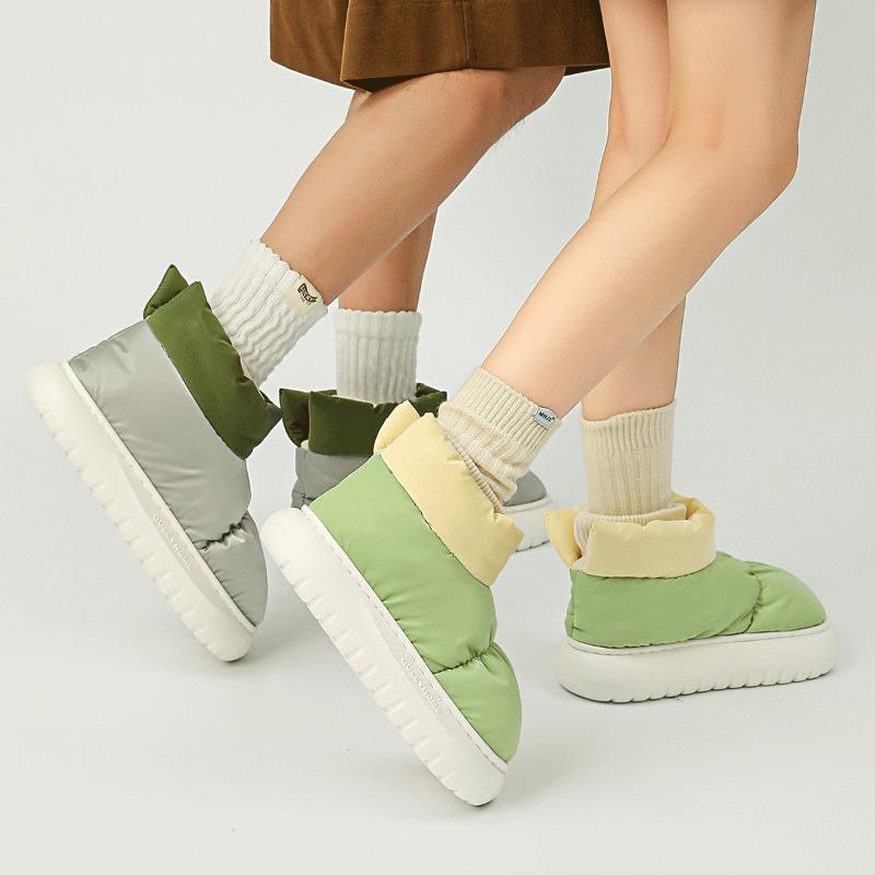 Waterproof cotton slippers women's autumn and winter outer wear fleece thermal bag and thick-soled snow boots down cotton shoes women's winter
