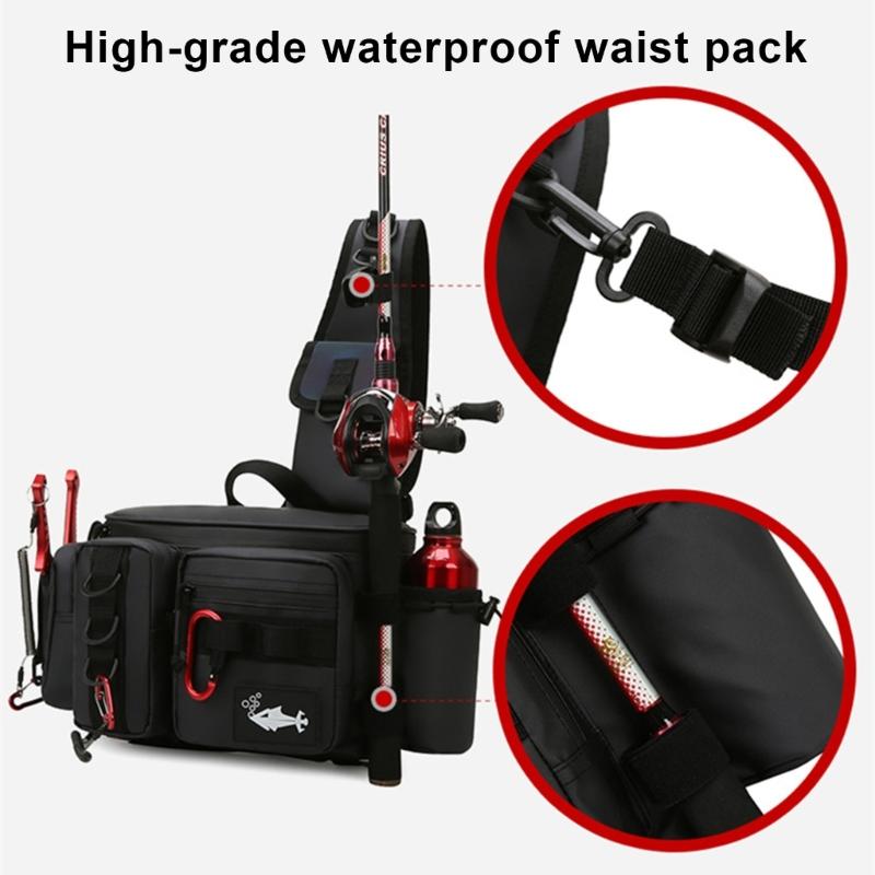 Multifunctional Fishing Tackle Bag Multi-Pocket Fishing Tackle Storage Backpacks Water-Resistant Fishing Crossbody Bag