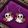 Holiday Party Costume Accessories 1 Pair Mexico Day of The Dead Earrings for Women, Acrylic Decorative Flower Ghost Dangle Drop Halloween Costume,
