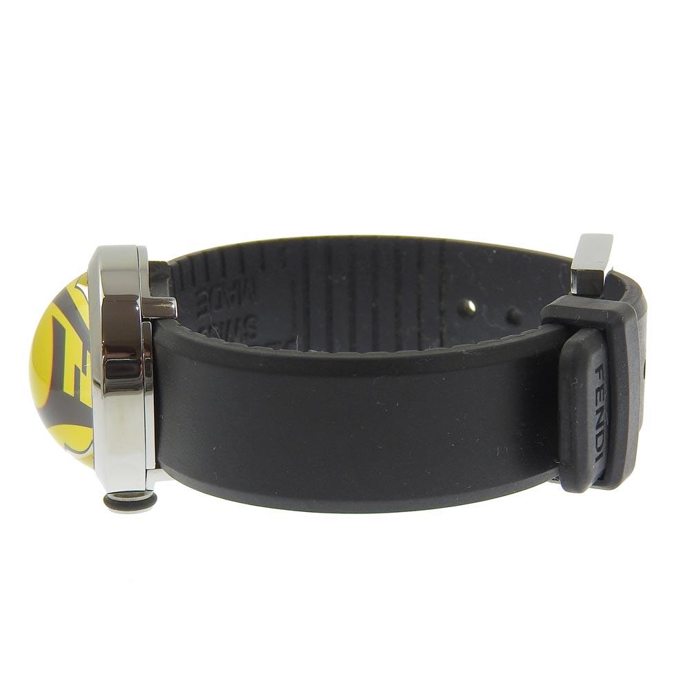 Fendi Boothra Watches 8010L Silver yellowDial Stainless Steel/rubber Quartz Analog Display Women Used