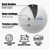 Official size 5 white leather volleyball with perfect for and gardens soft-touch pump, indoors, outdoors, pools, beaches, (uninflated)