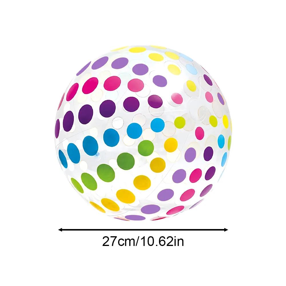 1/2pcs Colorful Stripe Dot Inflatable Beach Ball, Suitable for Beach Pool Party Games, PVC Transparent Luminous Ball.