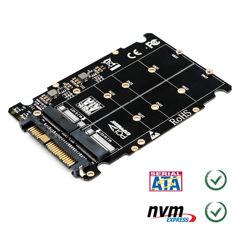 M.2 SSD to U.2 Adapter 2 in 1 M.2 NVMe SATA-Bus NGFF SSD to PCI-e U.2 SFF-8639 PCIe M2 Adapter Converter for Desktop Computer PC