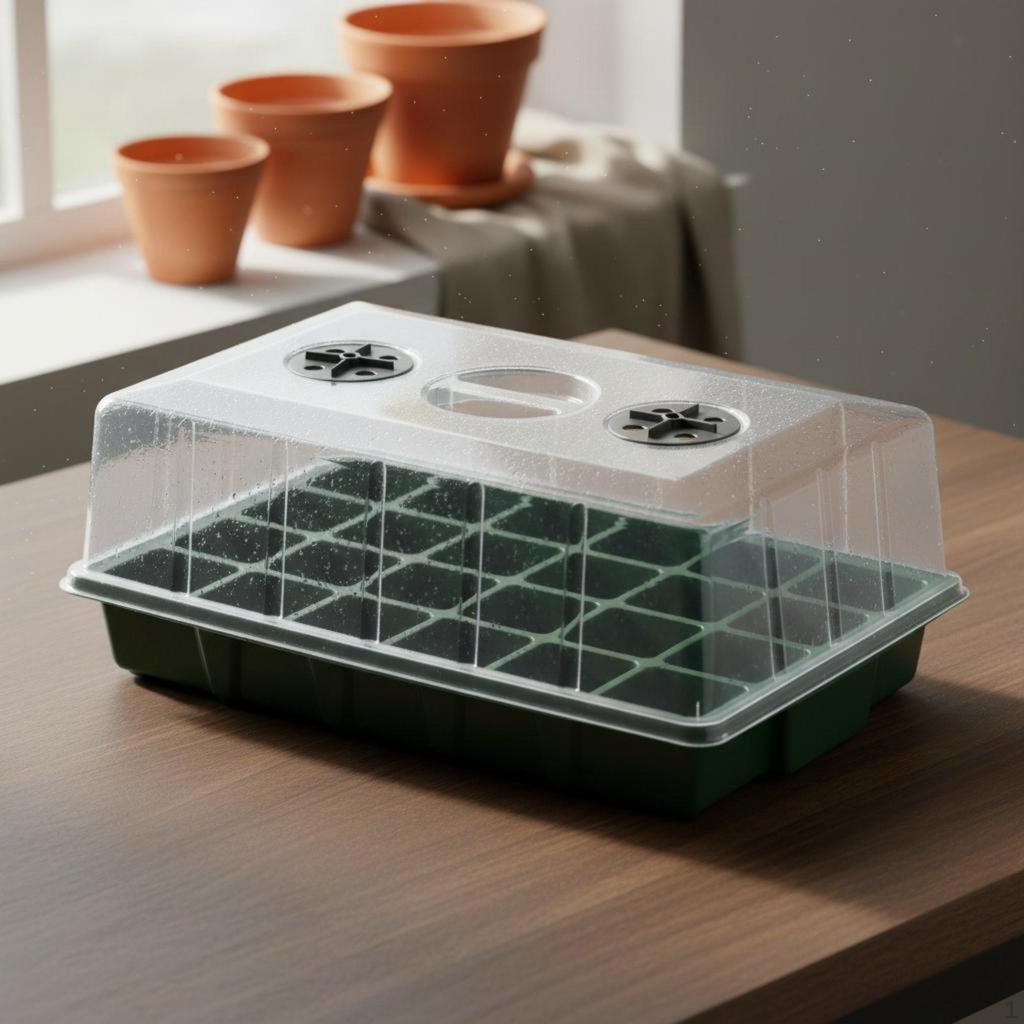 24 Starter Tray Transparent Lid with Dome Reusable Mini Greenhouse Propagator for