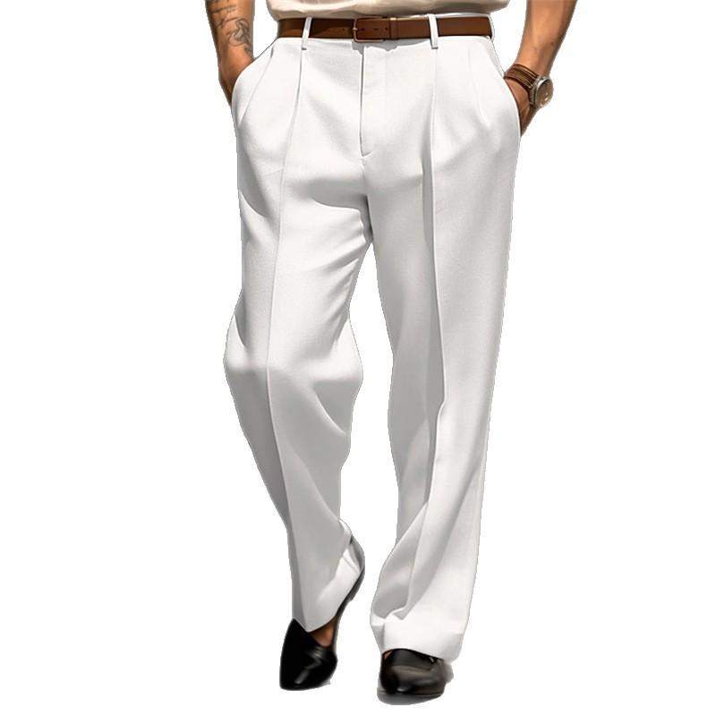 Pantalon de costume formel business confortable pour homme, coupe droite, couleur unie, ample