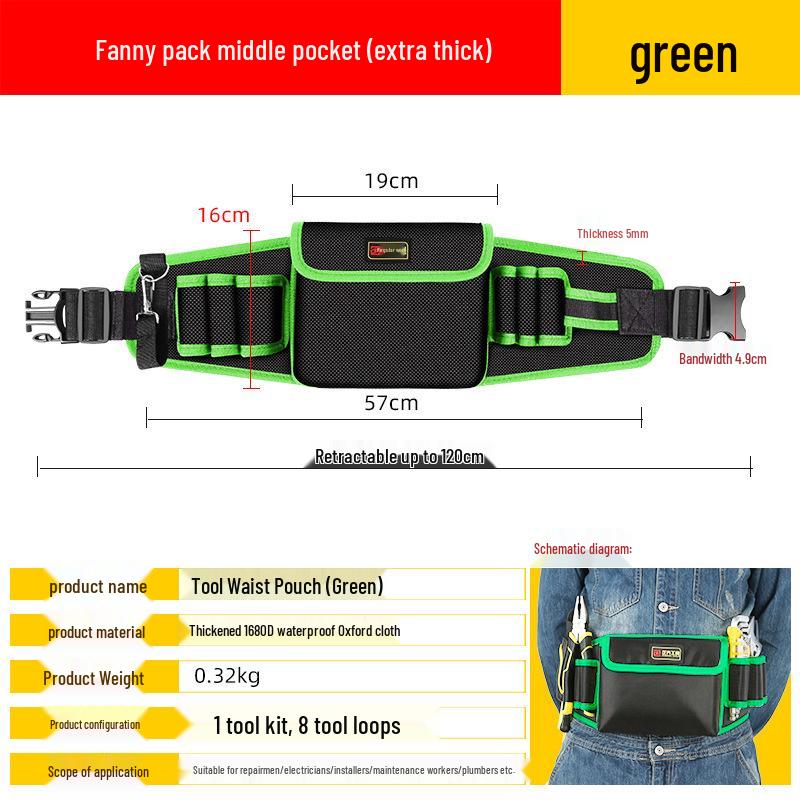Portable Electrician Tool Belt: Sturdy, Multifunctional Waist Pouch for Construction Site Storage