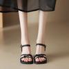 High heeled sandals for women in summer 2025 new high-end style simple one line with thick heels high-heeled shoes