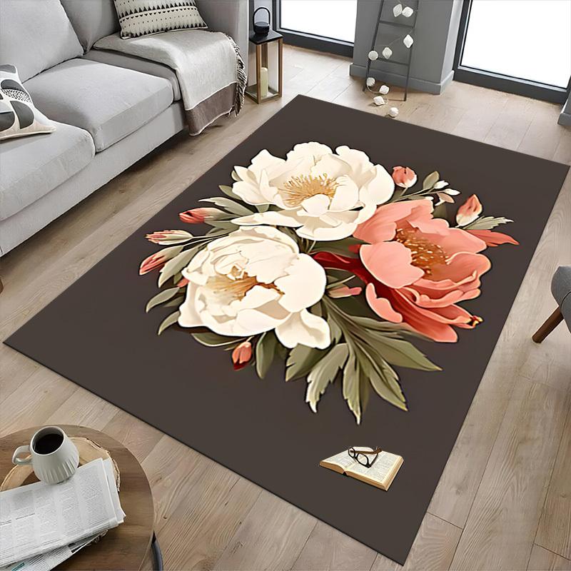 1 Stück Blumenarrangement Teppich Ultra Weich, Dick & Saugfähig, Rutschfeste Maschinenwaschbare Matte für Eingangsbereich