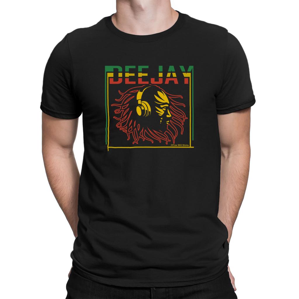 Mens Quality Cotton T-Shirt DEEJAY DJ Reggae Rasta Guitar Jamaican Dance Music