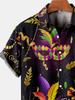 Mardi Gras Mask Printed Men's Plus Size Button Short Sleeve Hawaiian Shirt