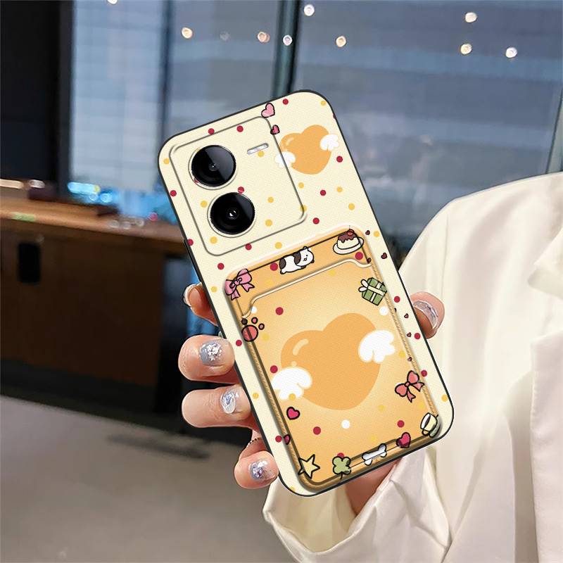 Shockproof Protective Phone Case For VIVO IQOO Z8 Anti-knock Full Wrap Cute Cartoon Card Bag Dirt-resistant Card Slot