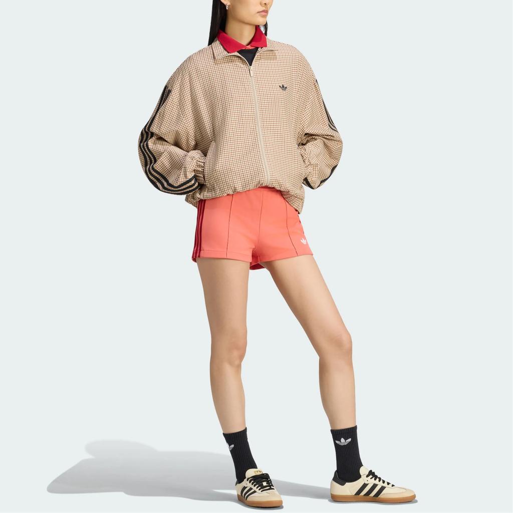 adidas Originals Top Checks Track Vintage Color Block Striped Double Zipper Casual Long Sleeve Plaid Jacket Women Jackets LE8307