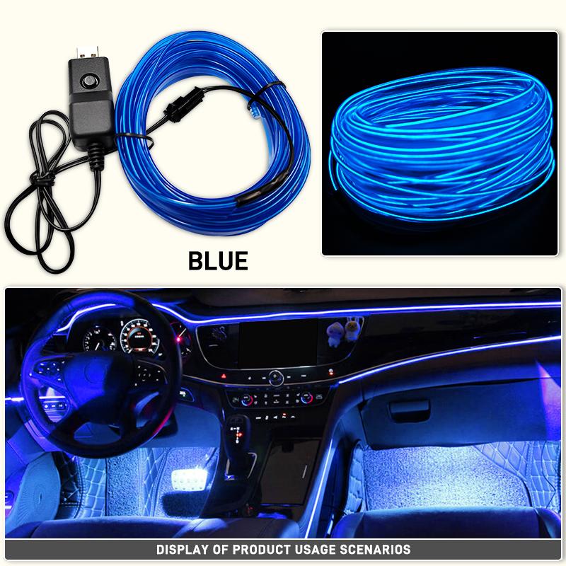 

1/3/5M Car Interior Ambient Lights Dashboard Console DIY Flexible Neon Atmosphere Decorative Lamp LED EL Cold Light Strips 1M