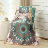 Multi-Layer Gauze Jacquard Floral Throw Blanket 80x160cm, Quick Dry Absorbent Large Cotton Bath Towel Soft Beach Towel for Couch Bed Napping Decor