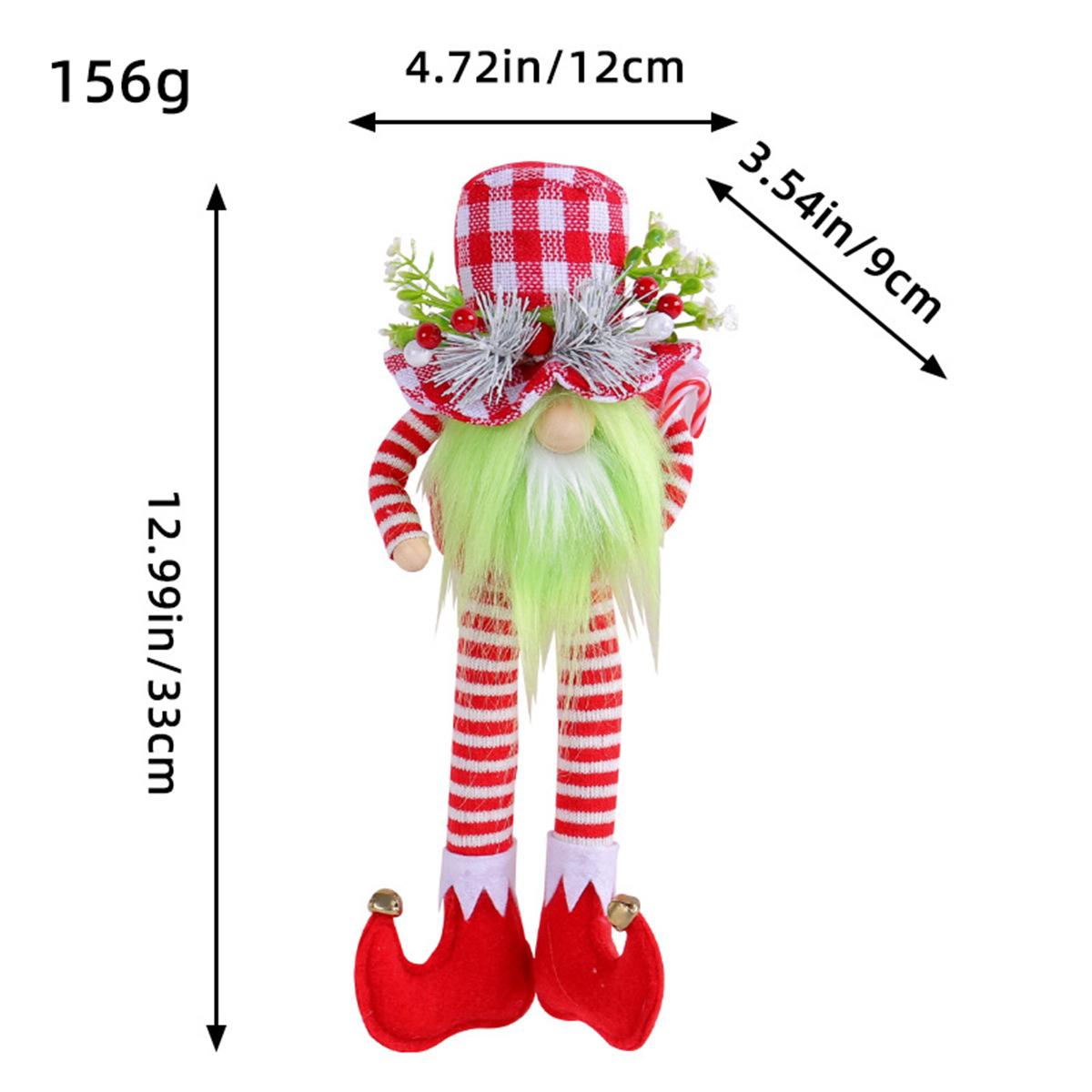 

Christmas Long-Legged Doll Green Beard Doll Red And White Plaid Hat Faceless Doll Home Decoration Christmas Ornament
