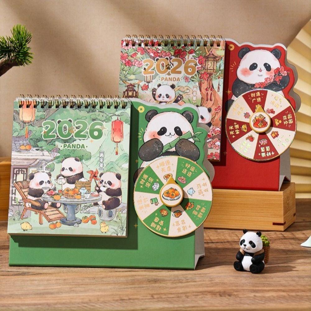 Double Coil Rotary Table Calendar Cartoon Panda Planner Calendar Memo Desk Calendar Student