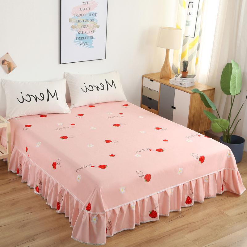 Floral Bed Flat Sheets Four Seasons Polyester Bedspread Dust-proof Household Soft Bedding Bedcloth Princess Single Double Sheet
