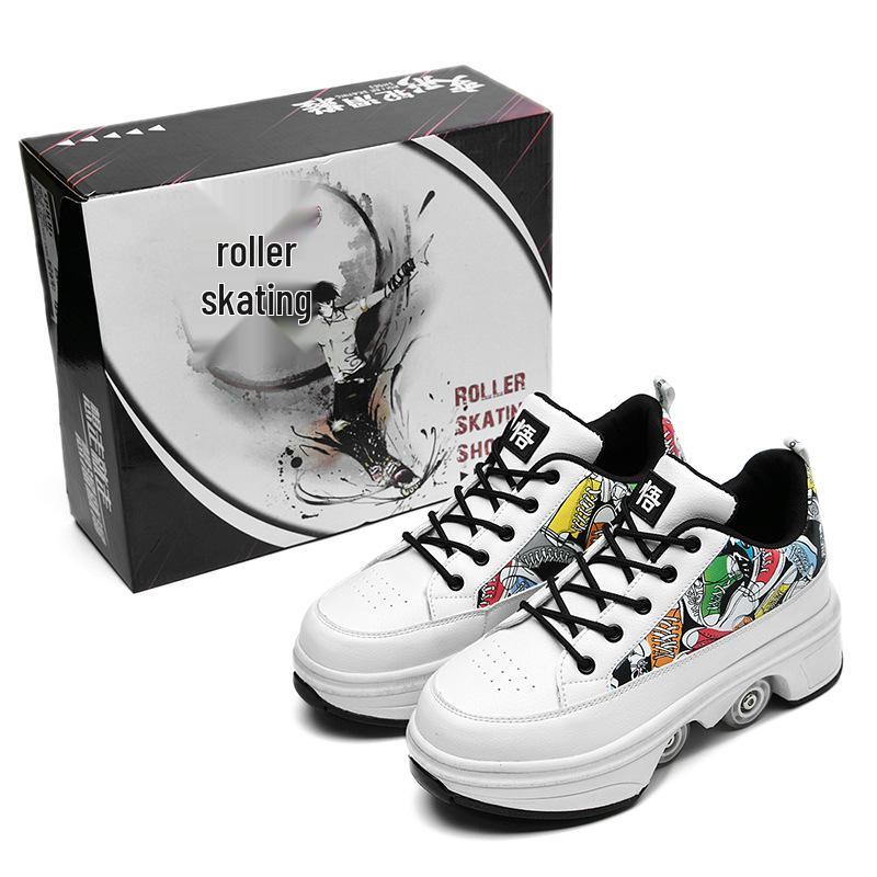 Transformable Dual-Use Roller Skates: 4-Wheel To Inline, Ice, & Walking Shoes