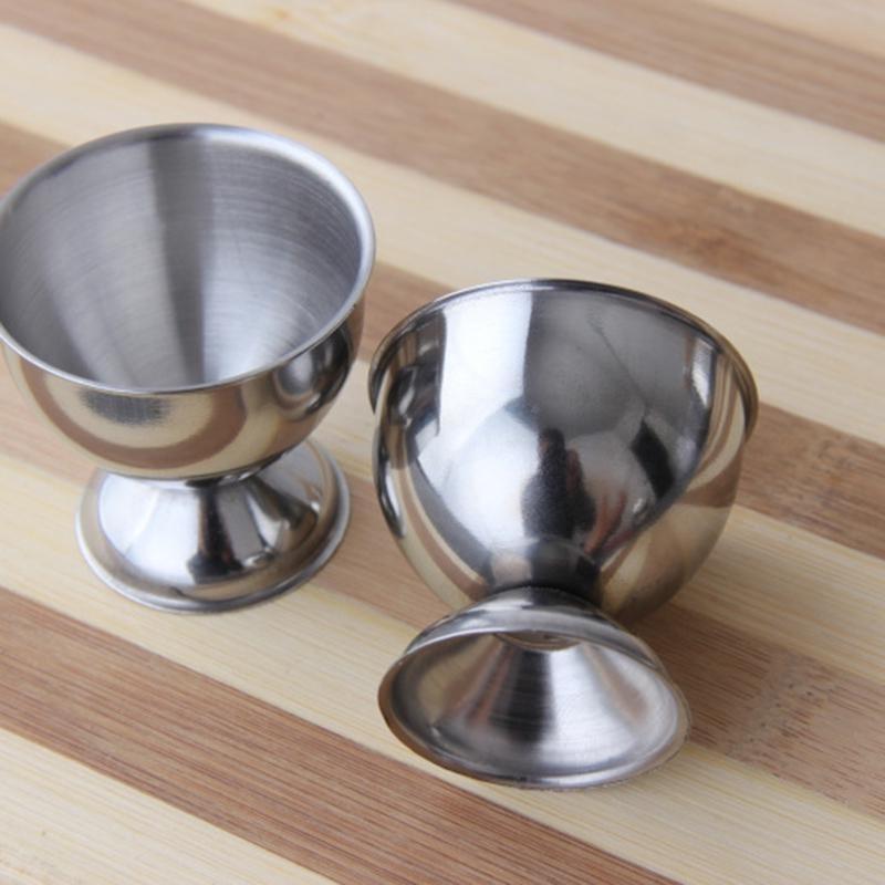 2pcs Stainless Steel Egg Cups Holder Soft Stand for Boiled Tabletop Cup Kitchen Tool Set Round Silver Eggs Cup Holder