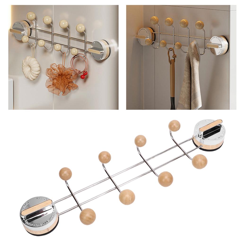 Coat hook with suction cup, double row wall hook rack with stainless steel ABS for the entrance area, bathroom, kitchen, living room