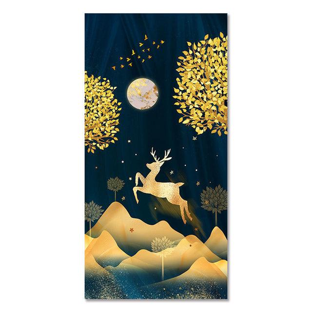 Abstract Decorative Paintings Gold Leaf Wall Art Canvas Interior Painting Modern Poster and Print for Living Room Home Decor