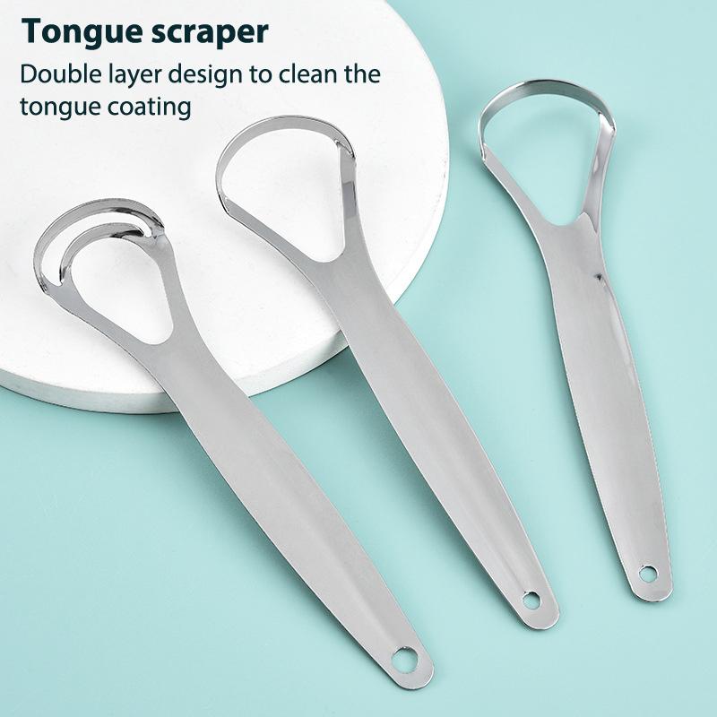Stainless Steel Tongue Scraper Double Layer Large Opening Tongue Coating Cleaner Tongue Coating Brush Oral Tongue Cleaner Tool