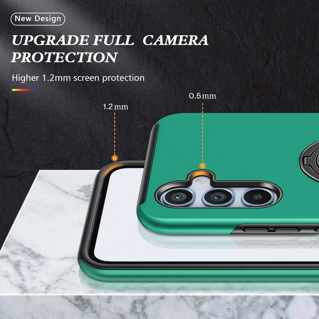 For Samsung Galaxy A34 5G Rotary Ring Kickstand Phone Case PC+TPU Anti-drop Back Cover