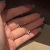 Full Diamond Double Cross Pendant Necklace Women's 2026 Exquisite Medieval Simple Versatile Clavicle Chain Jewelry