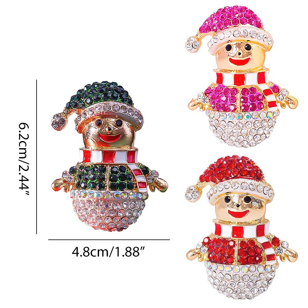 Christmas Brooch Pin Rhinestone Crystal Snowman Pins Christmas Trees Jewelry Pins for Xmas Decorations