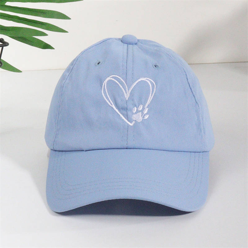 Casual Soft Top Sunshade Baseball Caps Cute Love Paw Print Wide Brim All-Match