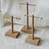 Premium Walnut Wood Earring Display Stand - Vintage Cross Jewelry Holder for Studs & Dangles