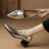 Pointed Toe Elegant Women's Mid Heel Pumps Slip On Chunky Heeled Loafers Fashion Shoes for Women Office Ladies Footwear Size 35