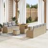 vidaXL 10-Piece Garden Sofa with Beige Cushions, 2-Seater Garden Sofa with Storage and Beige Cushions, Set 3364177