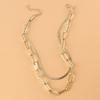 European and American Jewelry, Double-layer Snake Bone Box Chain Necklace, Retro Simple Gold Necklace Female 18140
